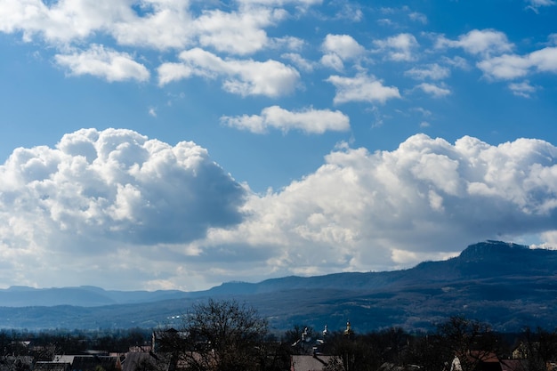 Landscape view of beautiful sky over valley hills