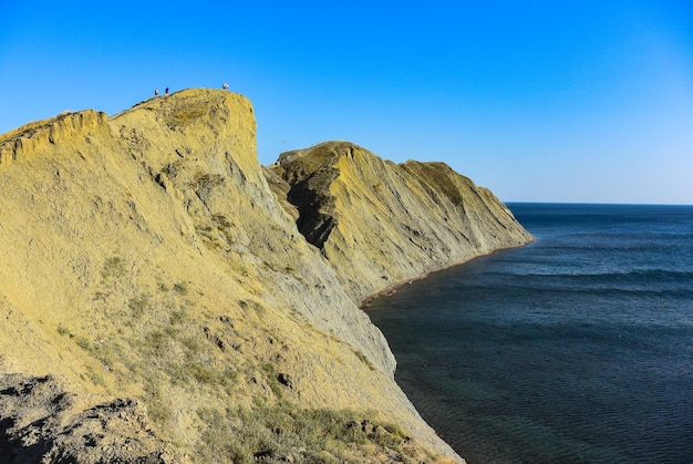 Landscape view of Black Sea coastline near Koktebel resort with Chameleon cape Crimea Russian Federation