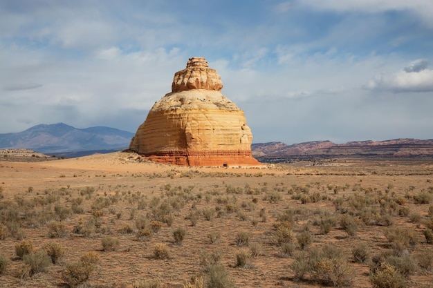 Landscape view of Church Rock in the desert