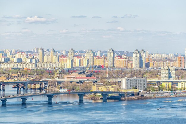 Landscape view of city with houses in Kyiv Ukraine