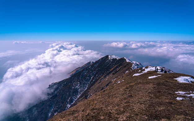 Landscape view of Cloud Sea in Mardi trek Kaski Nepal