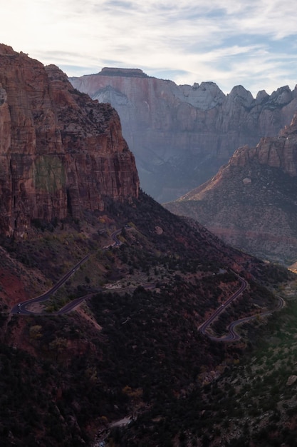 Landscape view of the Mountain Peaks Zion National Park Utah