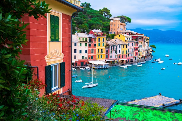 Landscape view of Portofino famous small town at Italy