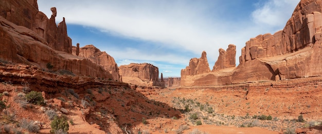 Landscape view of red rock canyon formations American Nature Background