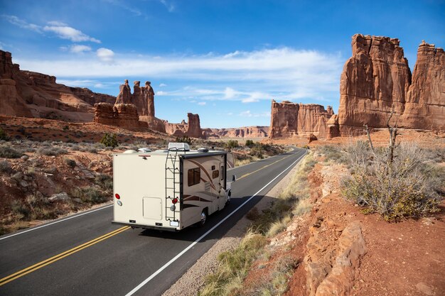 Landscape view of a Scenic road in the red rock canyons