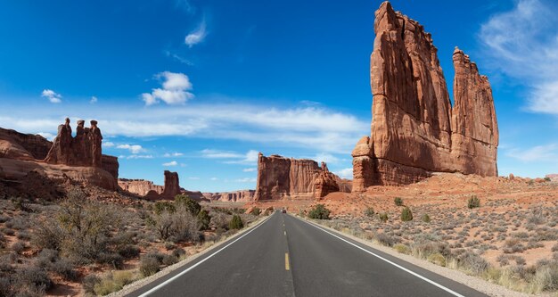 Landscape view of a Scenic road in the red rock canyons