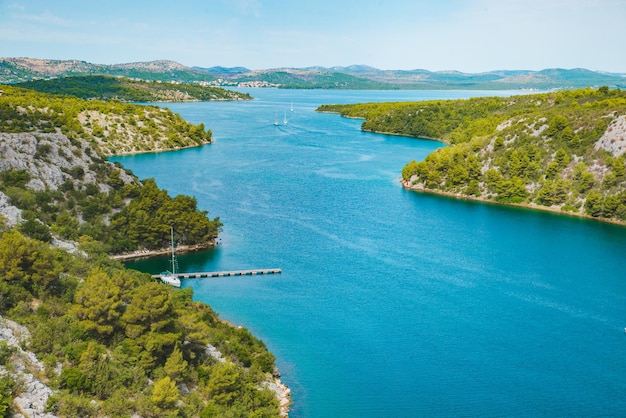 Landscape view of skradin bay summer time