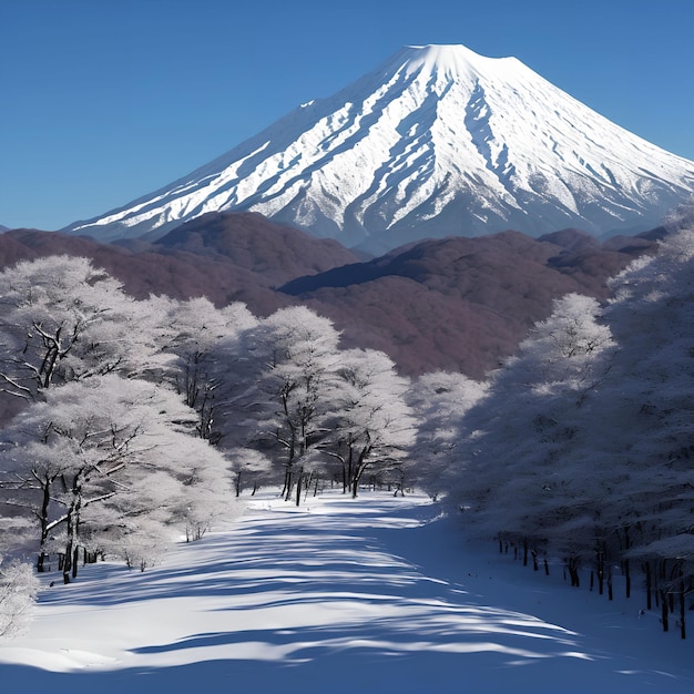 Landscape view of Snow Covered big Mountains generative art by AI