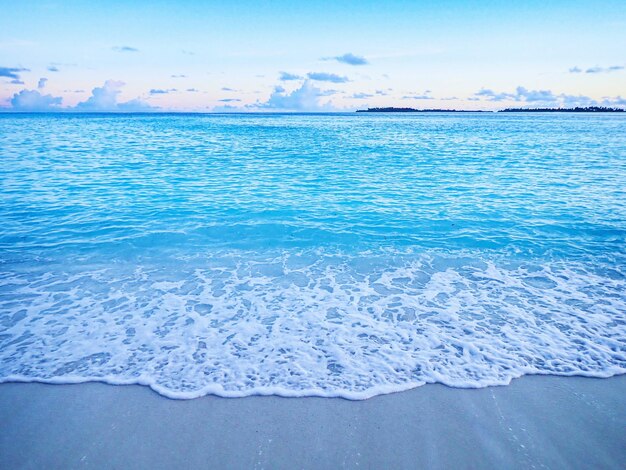 Landscape view of a tropical beach in the sun on a sunny day