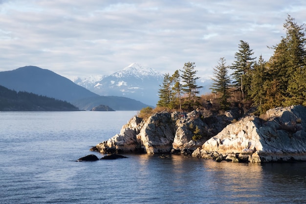 Landscape View of Whytecliff Park during a vibrant sunset