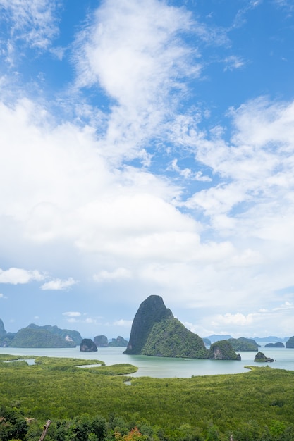 Phang Nga 지방의 풍경 관점 Samed Nang Chee Bay 마운틴 뷰 포인트