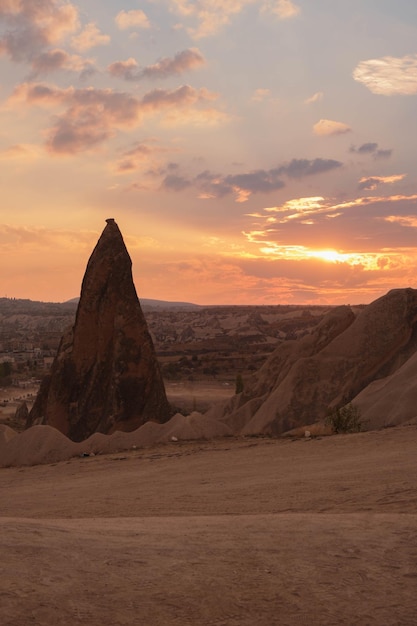 Landscape views of a valley at sunset