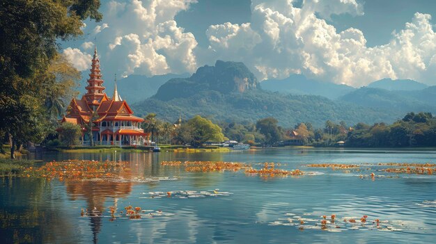 Landscape Wat Tham Sua Temple Kanchanaburi Background Banner HD