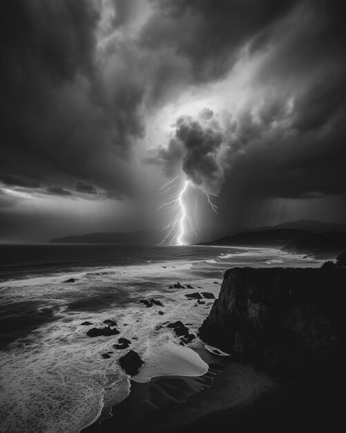 Foto un paesaggio bianco e nero