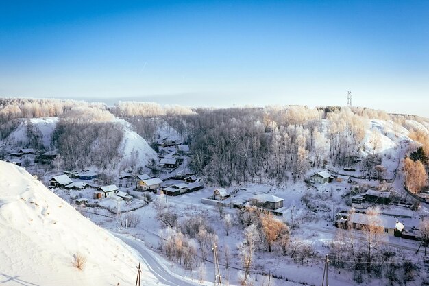 Landscape of the winter old town of tobolsk