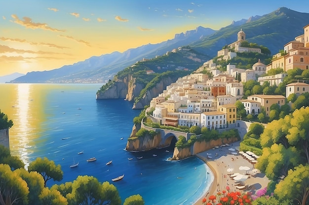 Landscape with amalfi coast