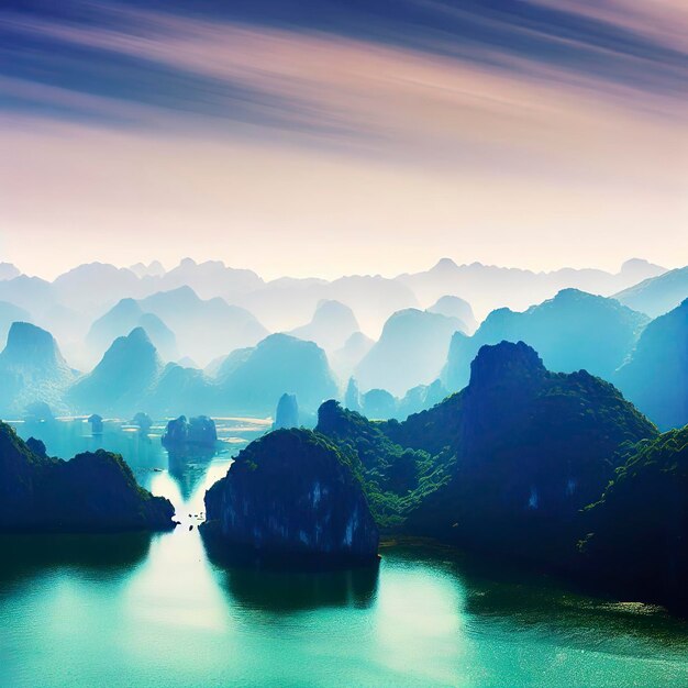 Landscape with amazing Halong bay Vietnam