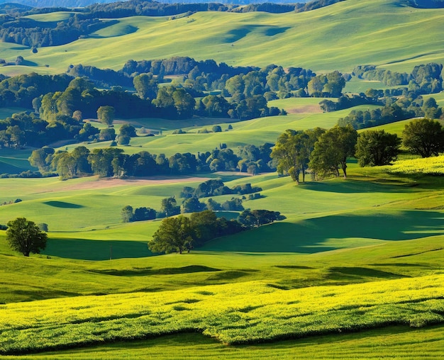 Foto paesaggio con bellissime colline verdi toscana italia