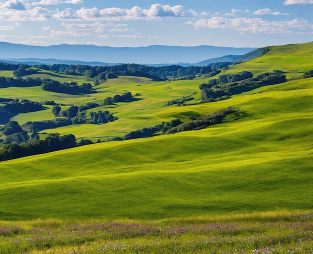 landscape with beautiful green hills tuscany italy