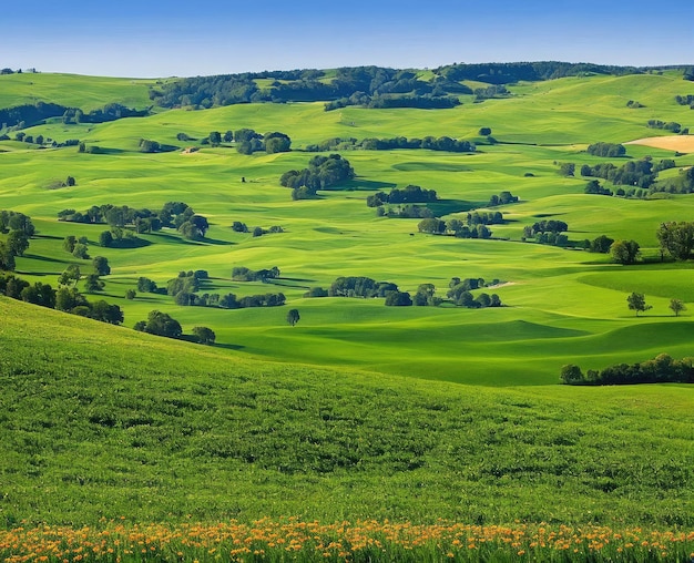 Foto paesaggio con bellissime colline verdi toscana italia