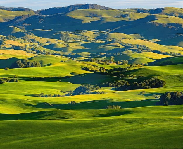 Foto paesaggio con bellissime colline verdi toscana italia
