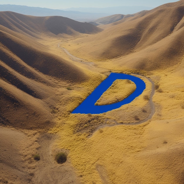 Пейзаж с голубой водой посреди пустыни.
