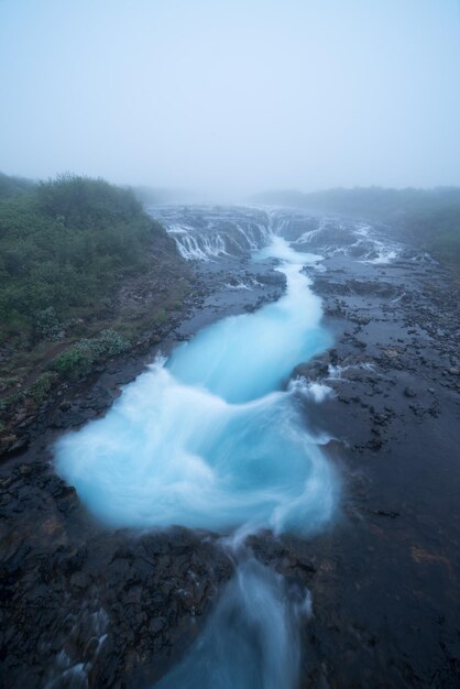 Landscape with Bruarfoss waterfall in Iceland