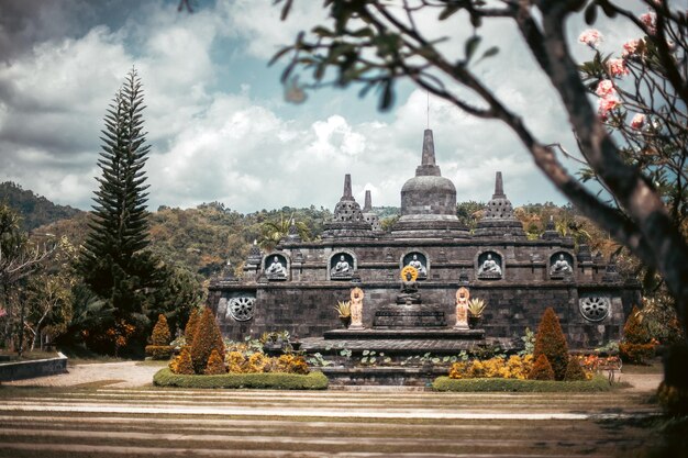 Landscape with buddhist temple in Indonesia Bali