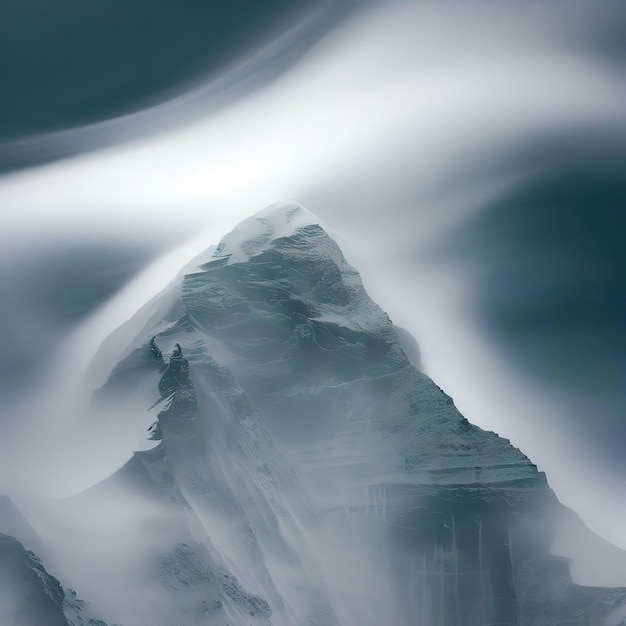 landscape with clouds snow covered mountain