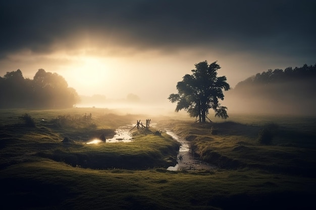 Landscape with copy space beautiful cinematic light editorial photography