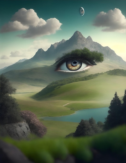 landscape with eyes illustration