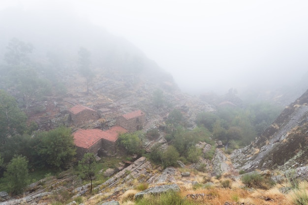 Landscape with fog in Penha Garcia. Portugal