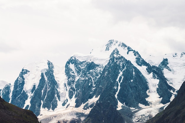 Landscape with huge glacier on giant mountains