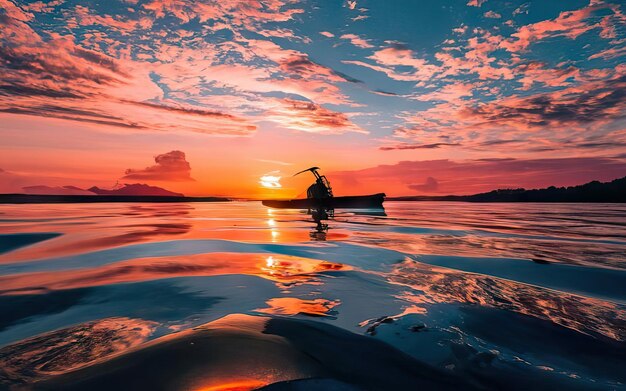 Landscape with lake and kayak