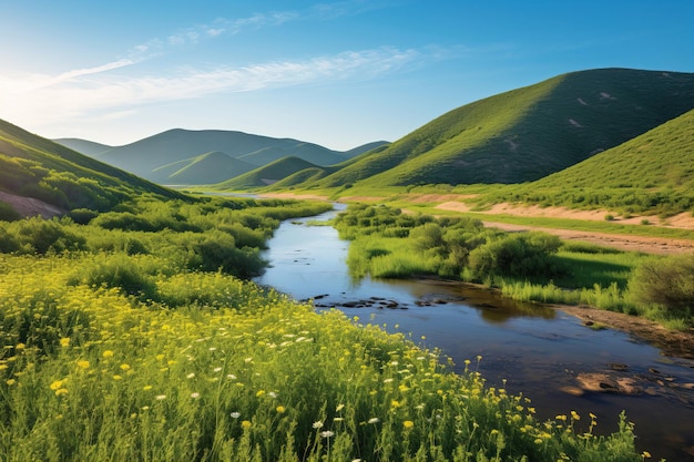 landscape with lake and mountains