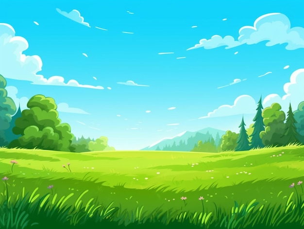 a landscape with a meadow and trees.