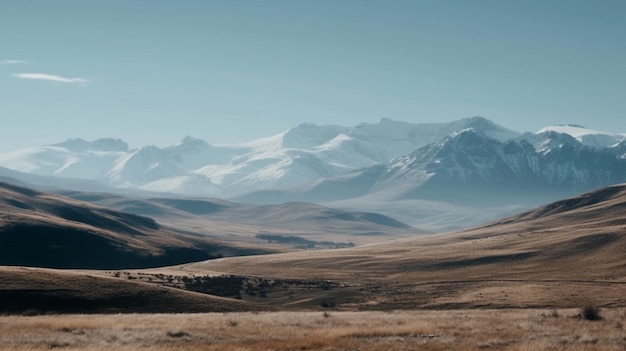 A landscape with mountains in the background