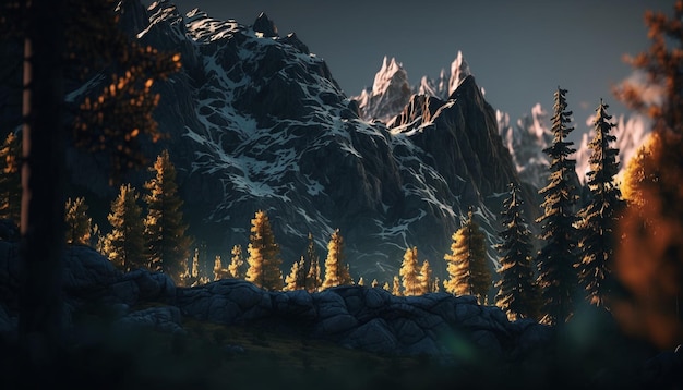 пейзаж с горами идеальный фон для игр