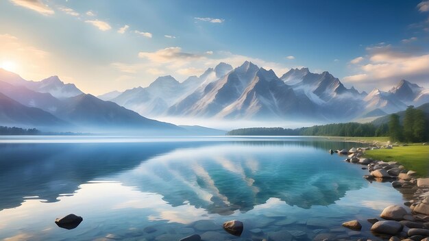 Landscape with mountains and a lake beautiful