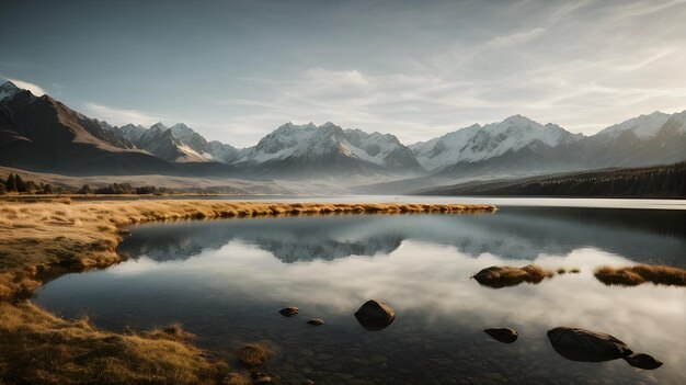 Landscape with mountains and a lake beautiful