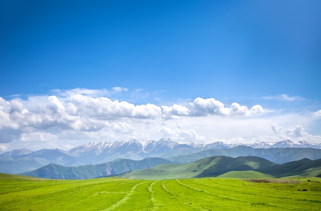 Пейзаж с горами и небом