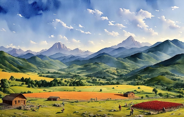 landscape with mountains