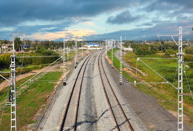 Photo landscape with railroad rails