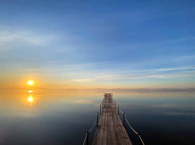 landscape with a sea pier at dawn