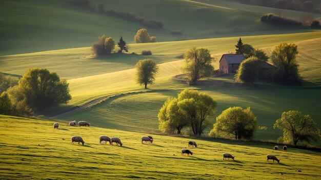 Foto un paesaggio con cielo e terra