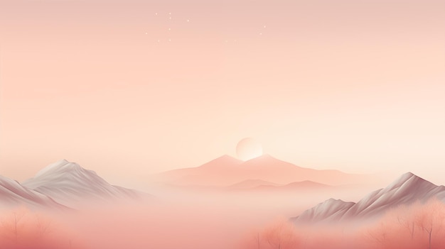 Foto paesaggio con tonalità morbide di colore peach fuzz sullo sfondo