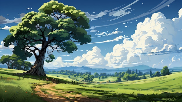 landscape with trees and sky