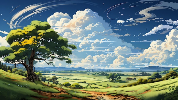 landscape with trees and sky