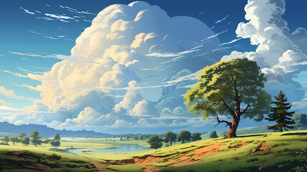 landscape with trees and sky