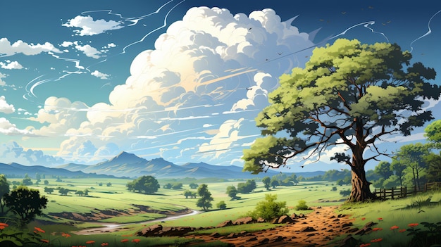 landscape with trees and sky